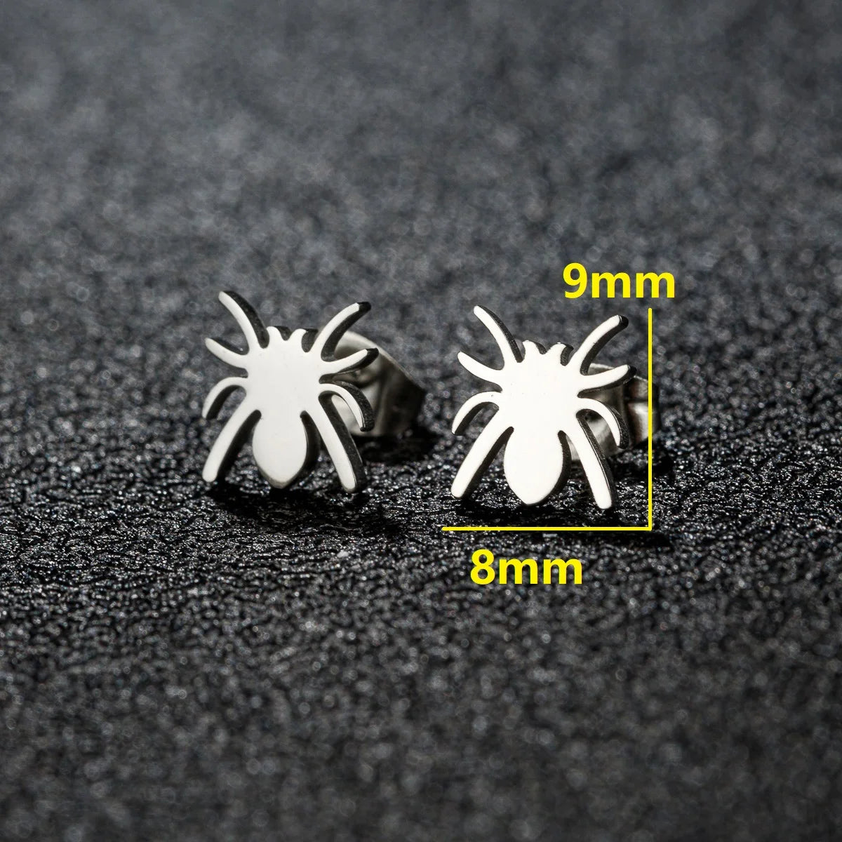 Gothic Halloween Spider Web Asymmetric Earrings For Women Punk Wolf Head Animal Black Color Piercing Ear Surgical Steel Stud