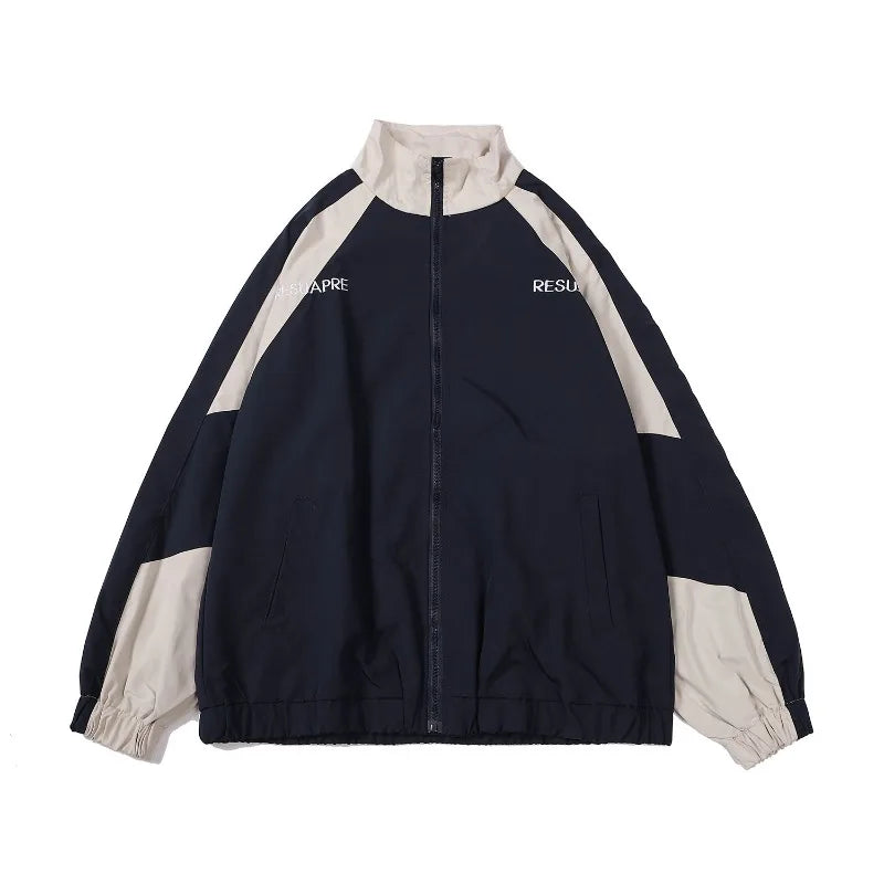 Hip Hop Varsity Jacket Men High Street Patchwork Color Black Windbreaker Coats Women Spring Autumn Thin Fashion College Jackets