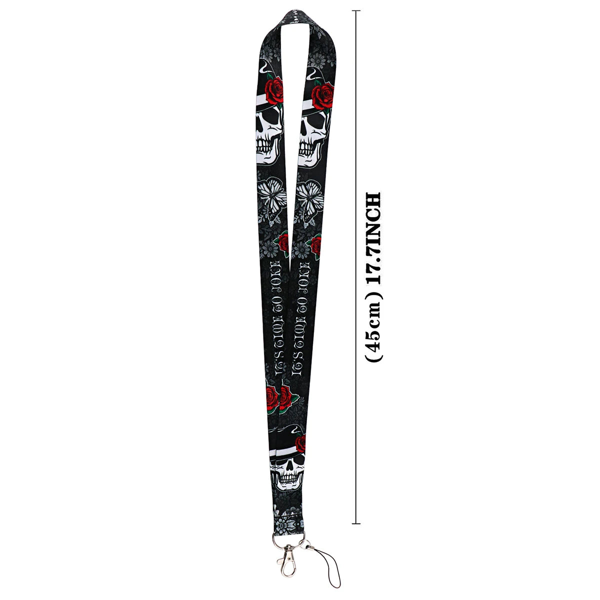Halloween Skull Rose Punk Gothic Lanyard Card Holder Neck Strap for Key ID Card Phone Straps Badge Holder DIY Hanging Rope