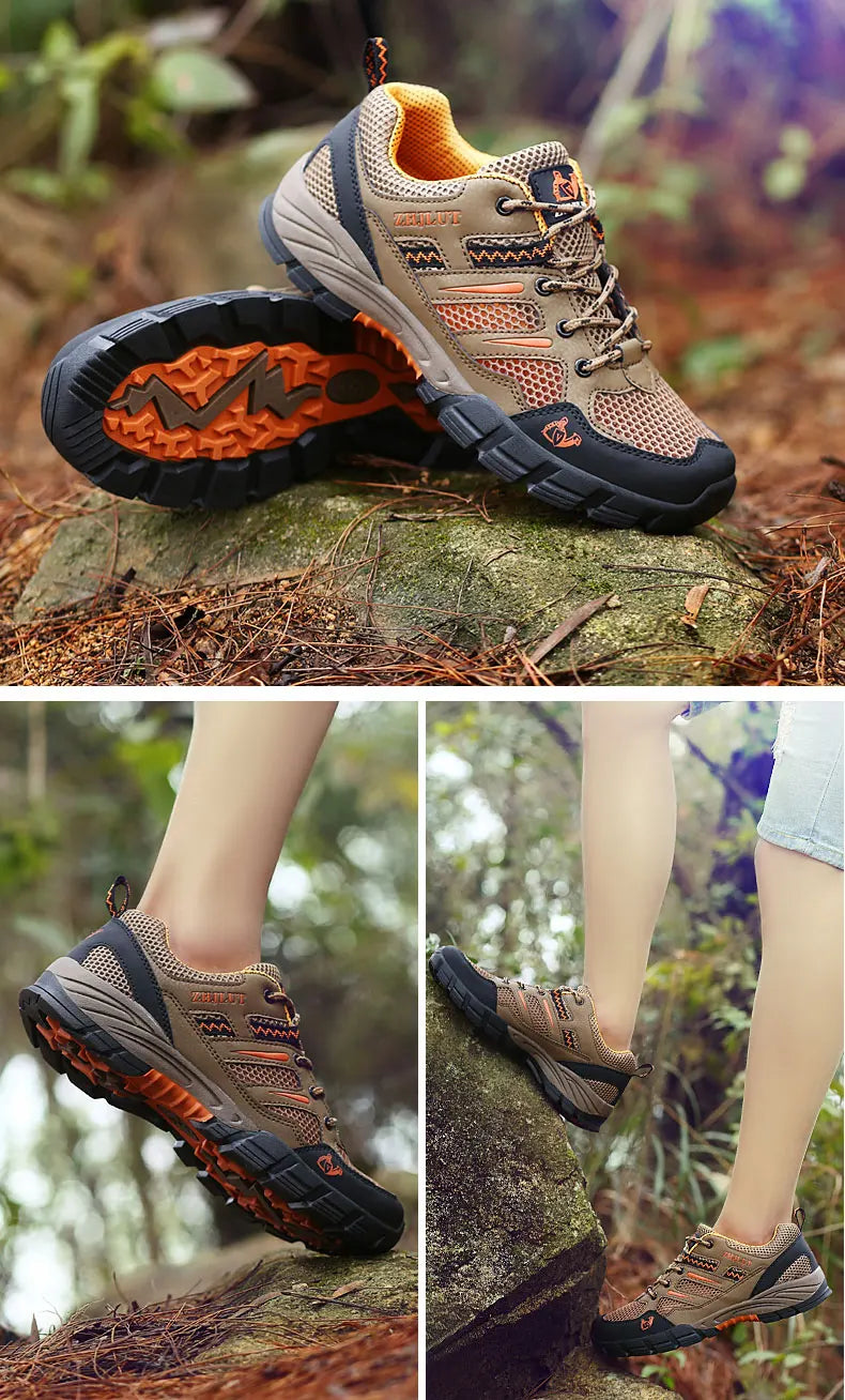New Summer Men Casual Shoes Outdoor Mesh Sneakers Women Non-slip Lace Up Trekking Footwear Breathable Camping Spring Black Shoes