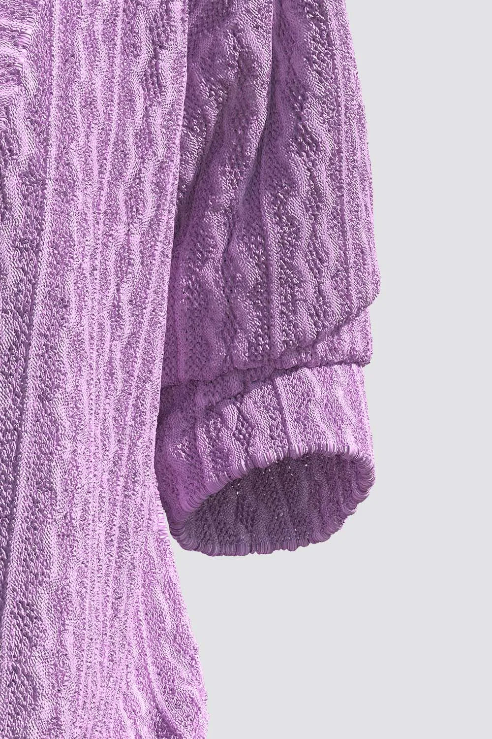 Flycurvy Plus Size Women's Casual Purple Knitted Cardigan Single-Breasted Sweater Comfortable Loose Fit