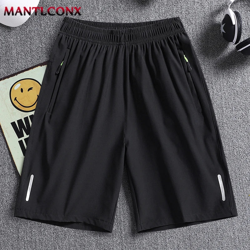 Solid Men's Beach Shorts Sports Short Pants Jogging Running Quick Dry Board Shorts Men Summer Thin Zipper Pockets Loose Bottom
