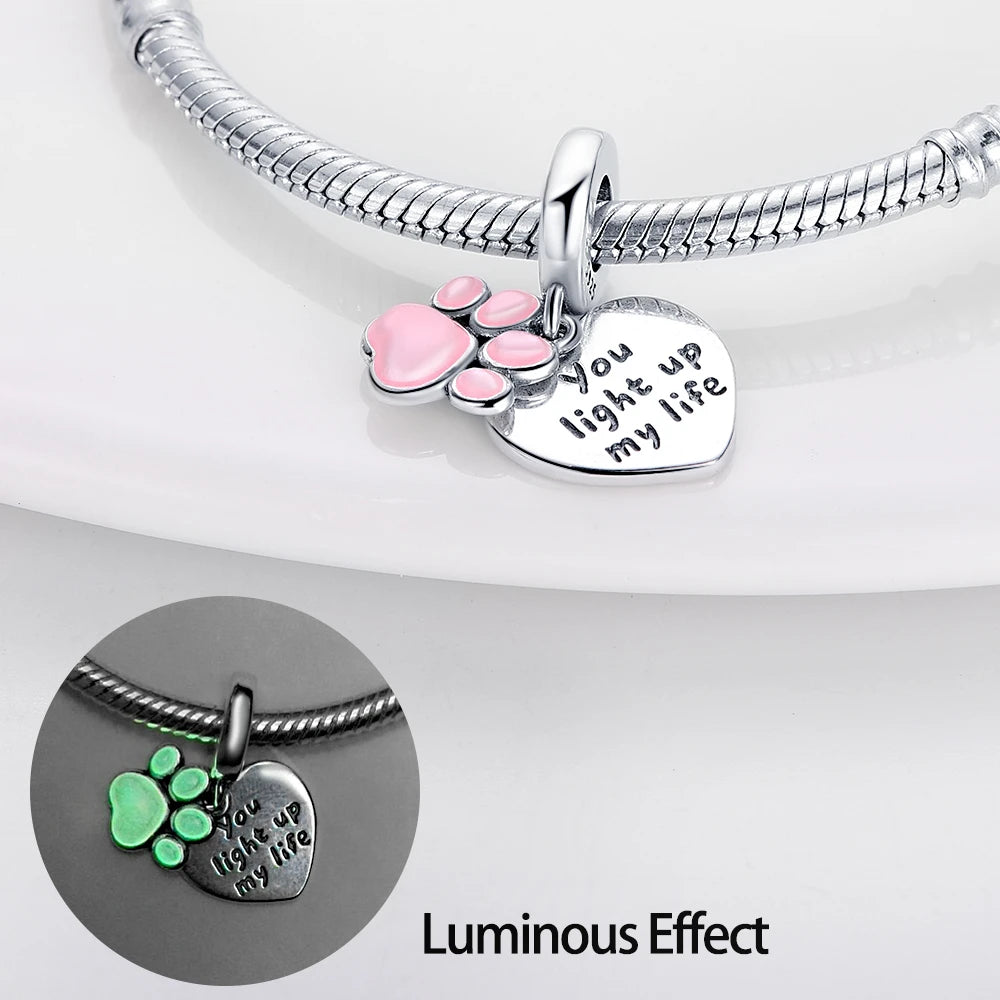Hot Sale 925 Sterling Silver Charm Beads Glowing Luminous Firefly Star Light Bulb Pendant for Bracelet DIY Charms Jewelry
