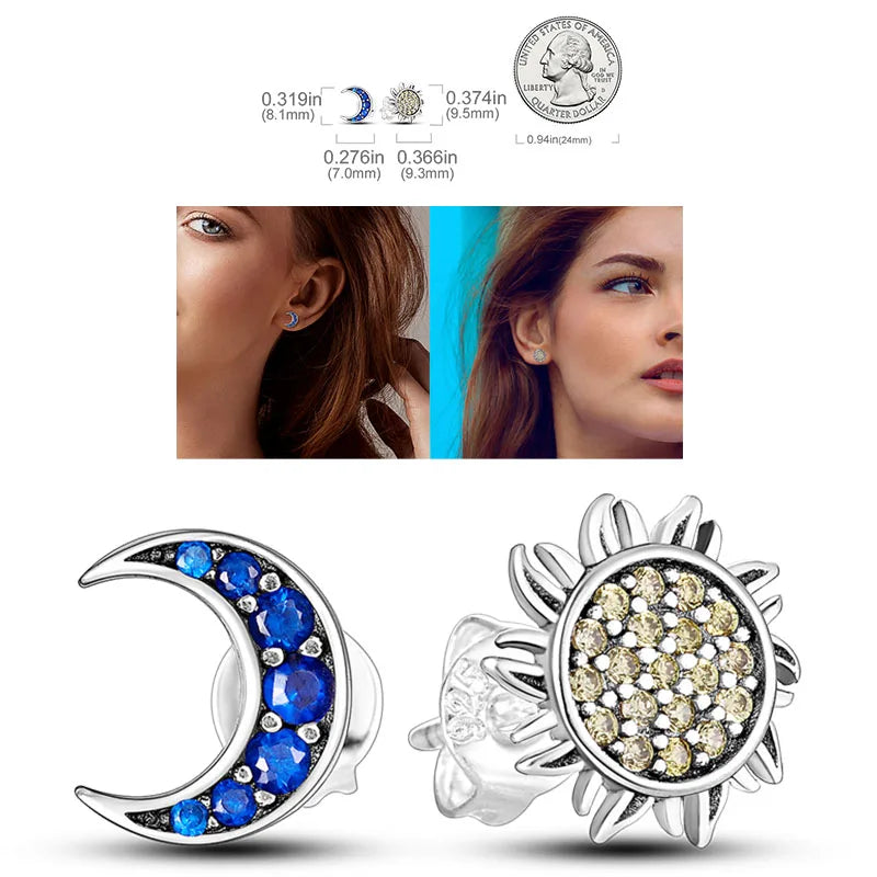 925 Silver Hoop Earrings For Woman Pendientes Zircon Heart Shape Star Eardrop Original Earring Fashion Jewelry