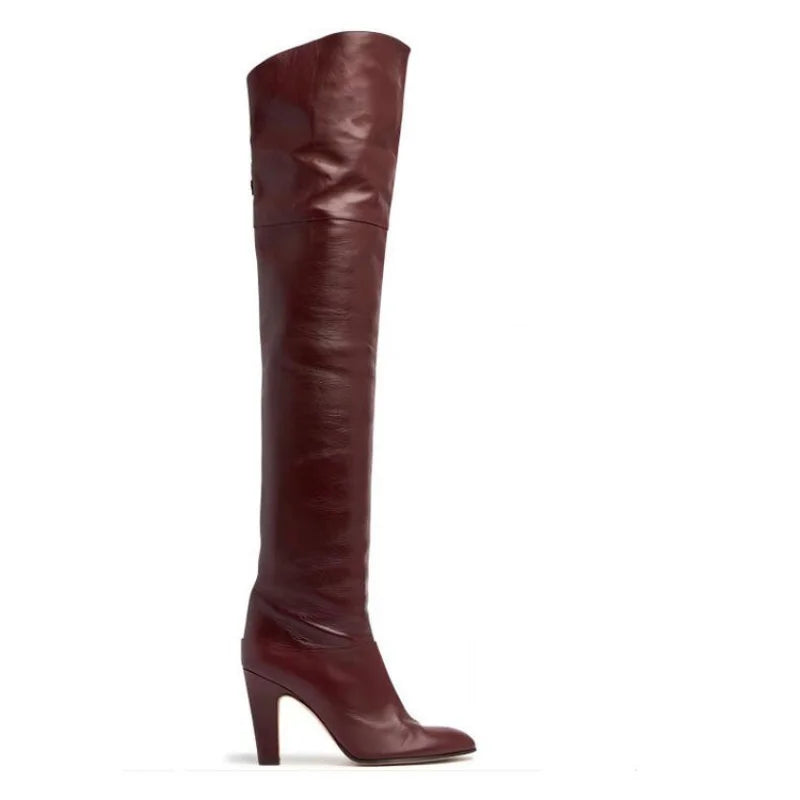 High Quality Solid Color Women's Over-the-knee Boots Pointed Toe High Heel Female Banquet And Runway Long Boots Ladies Shoes