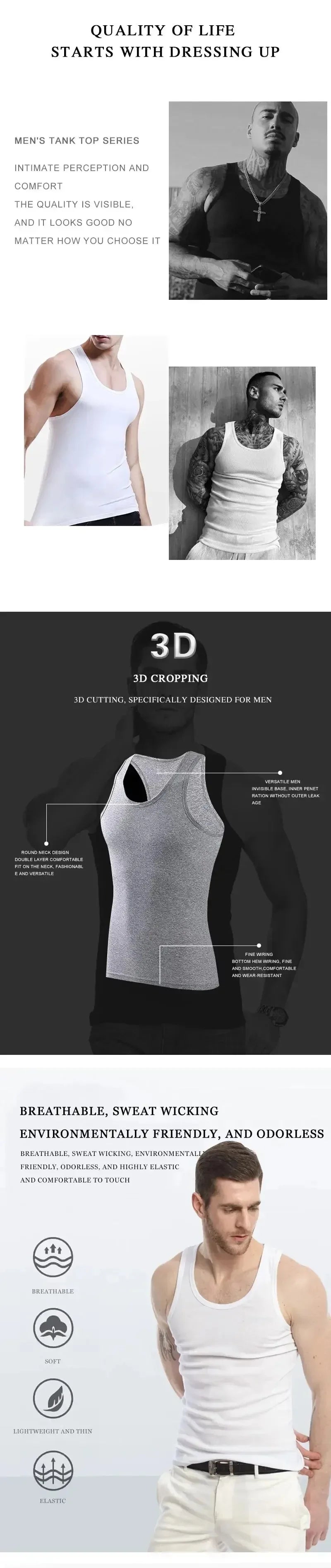 2025 New Men's Summer Lightweight Cotton Tight Vest Sports Casual Family Pajamas Outdoor Tight Top Breathable Quick Drying Vest