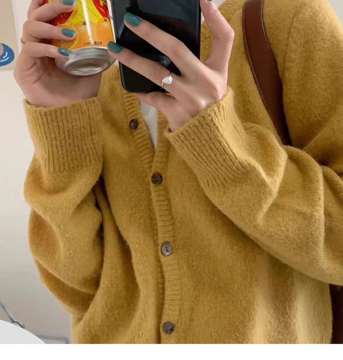 100% pure cashmere cardigan women's new autumn and winter round neck sweater loose Korean knitted sweater short coat