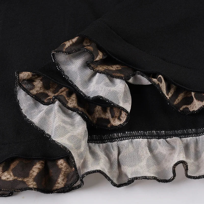 American Hotsweet Y2k Leopard Camisole Women Retro Streetwear E-girl 90s Dark Gothic Sexy Patchwork Lace-up Crop Tank Top Femme