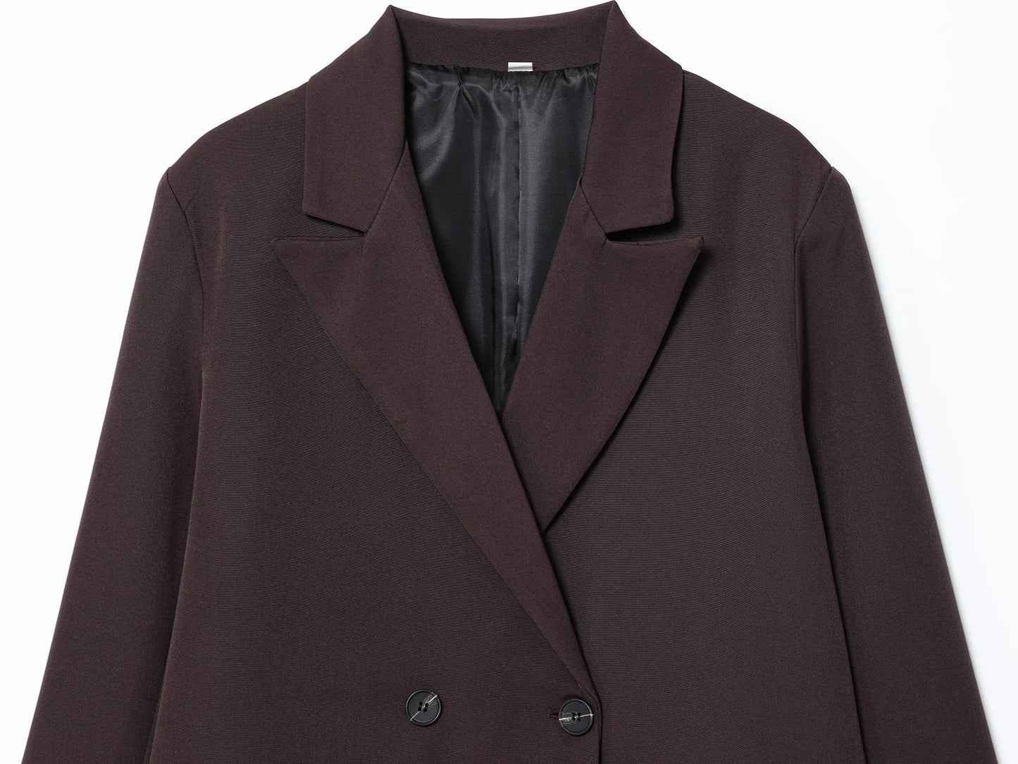 KONDALA Chic Brown Oversized Blazer Women V Neck Double Buttons Loose Blazer Jacket Fashion 2025 Fall Office Lady Casual Outwear