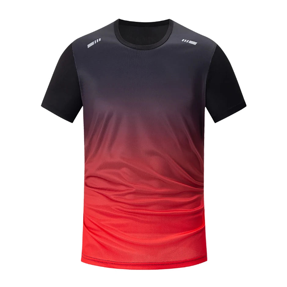 1/2/4/6-piece Men's Seasonal Sports Style Gradient Quick Drying Multi-color Short Sleeved Top Casual Running Black Shorts Set