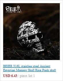 BEIER Wholesale Classic Garden Flower Skull Ring For Man Stainless Steel Man's Punk Style Jewelry BR8-071 US Size Halloween Gift