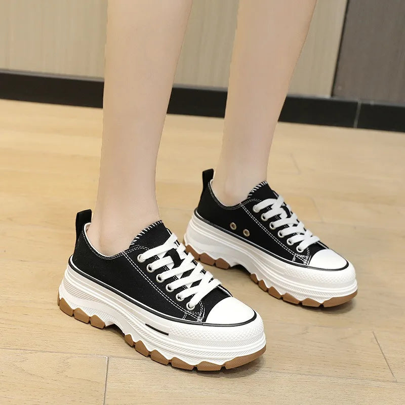Summer Hot Sale Women's Canvas Shoes Fashion Breathable Platform Sneakers Female Flats Shoe Korean Trendy All-match Casual Shoes