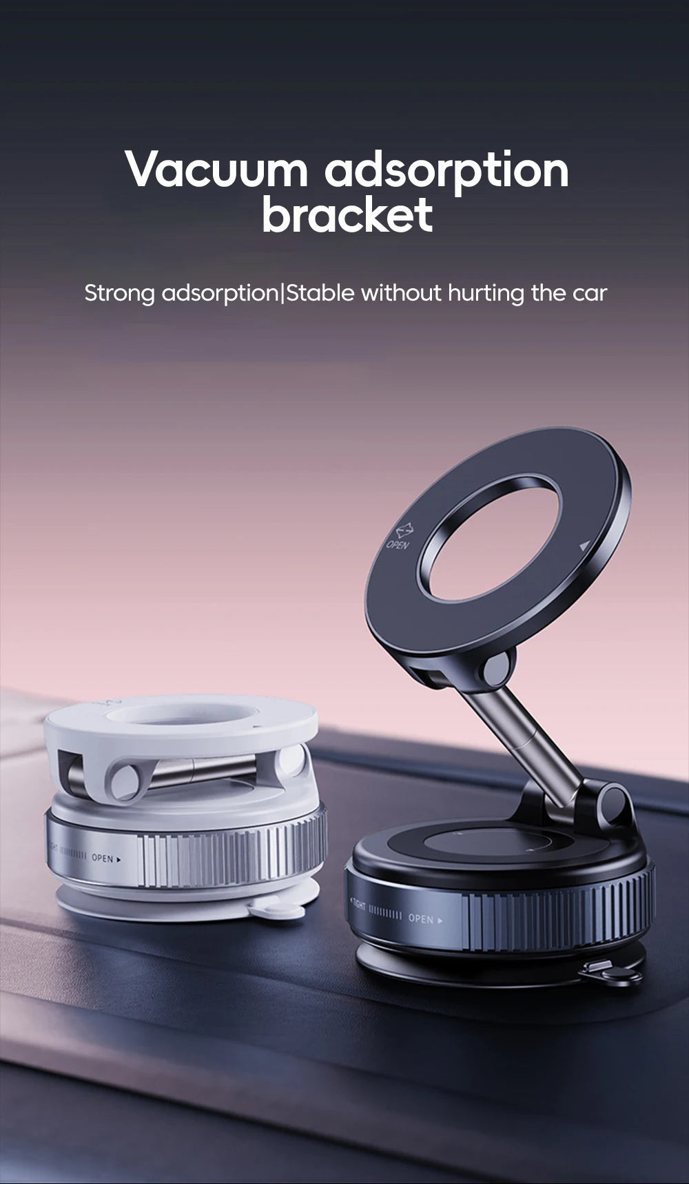 360° Rotation Car Dashboard Holder Magnetic Suction Cup Holder Foldable Kitchen Lazy Phone Bracket For iPhone Android Smartphone