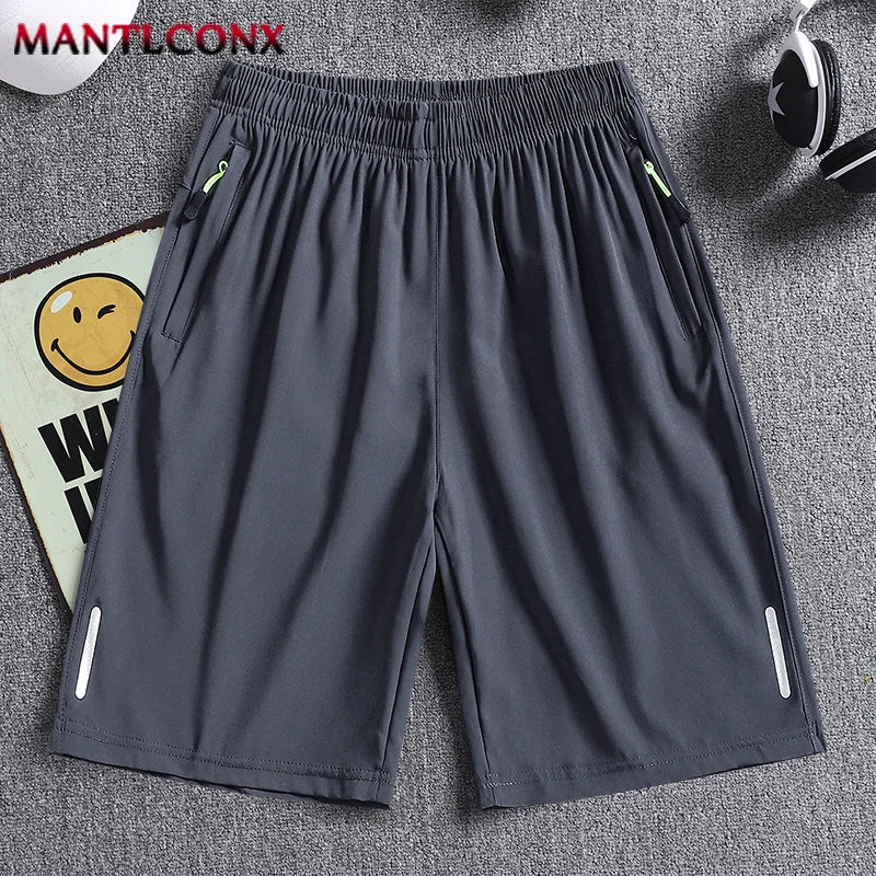 Solid Men's Beach Shorts Sports Short Pants Jogging Running Quick Dry Board Shorts Men Summer Thin Zipper Pockets Loose Bottom