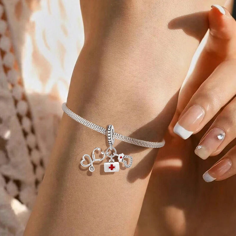 Fit Pan 925 Original Bracelets Love Heart Flower Four Leaf Clover Turtle 925 Silver Charms Beads DIY Birthday Jewelry Gift