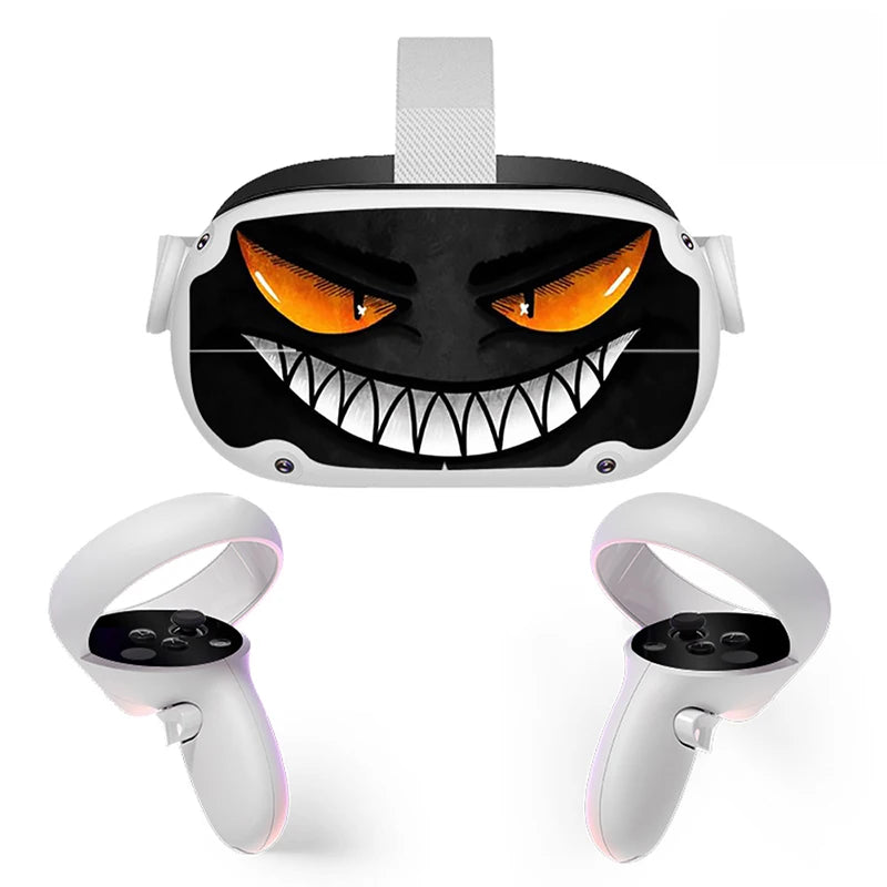 Sticker Vinyl Skin for Oculus Quest 2 VR Headset Controller PVC Decals Halloween Pattern Wrap Cover for Meta Quest2 Accessories
