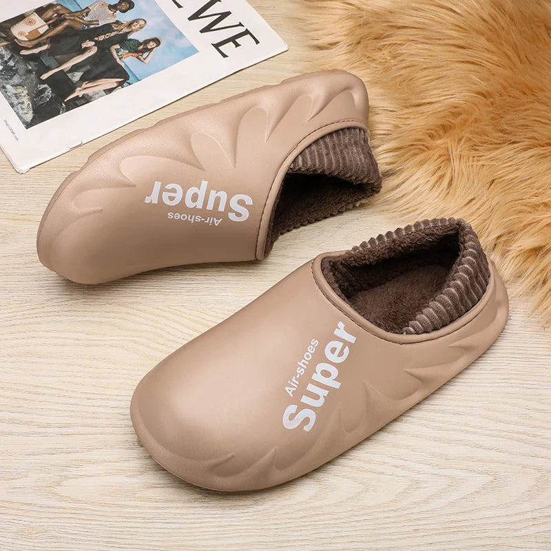 Winter Men Warm Slippers Cotton Slippers Outdoor Indoor Warm Shoes Men's Couple Home Bedroom Plush Slippers Big Size 46 47 48 49