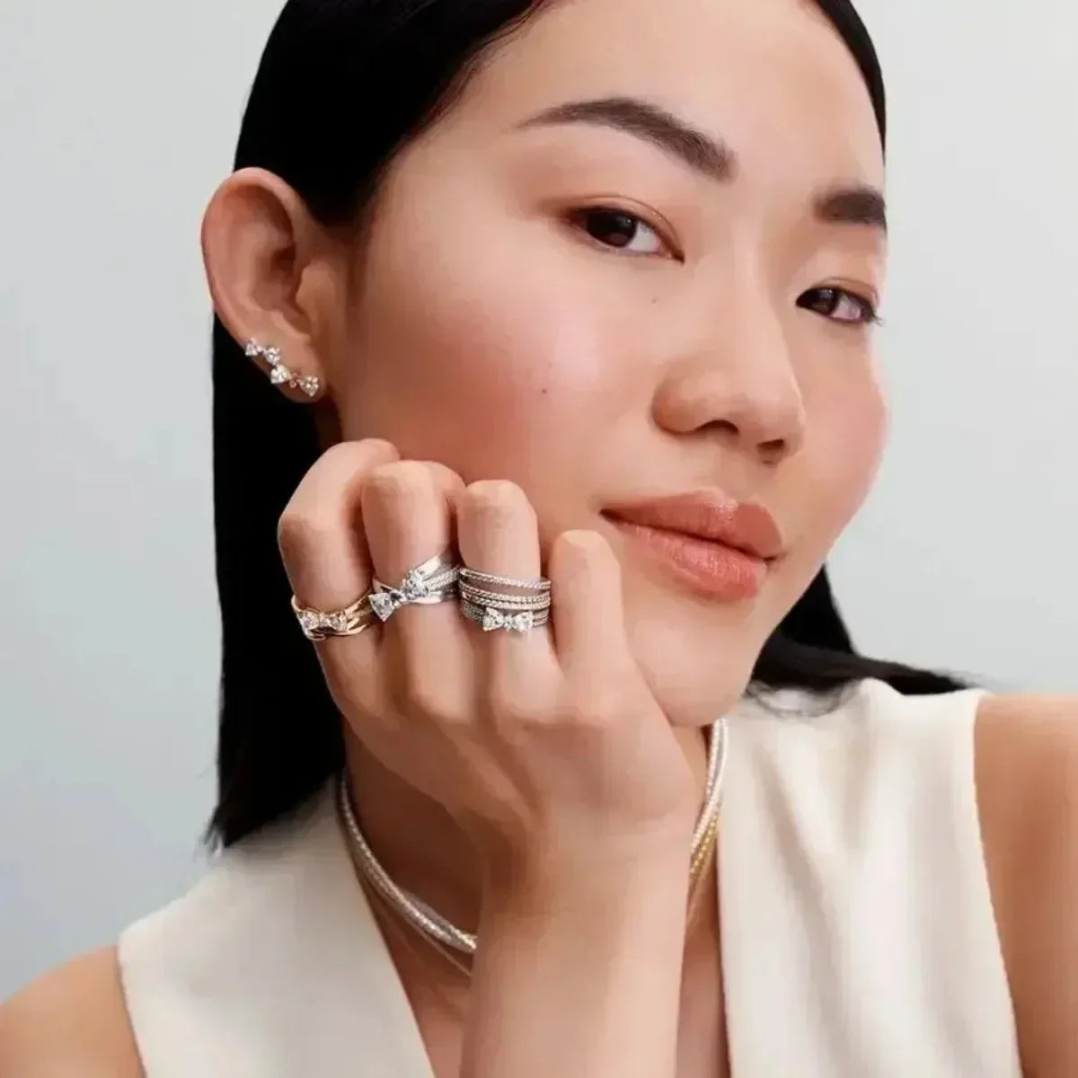 Luxury 925 Sterling Silver Classic Ring for Women Six claw jewelry simple 70ct diamond ring imitation diamond women's ring
