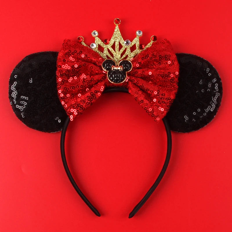 2025 New Halloween Mickey Mouse Ears Headbands Sequins Hair Bow Women Festival Party Cosplay Hairband Gift Kids Hair Accessories
