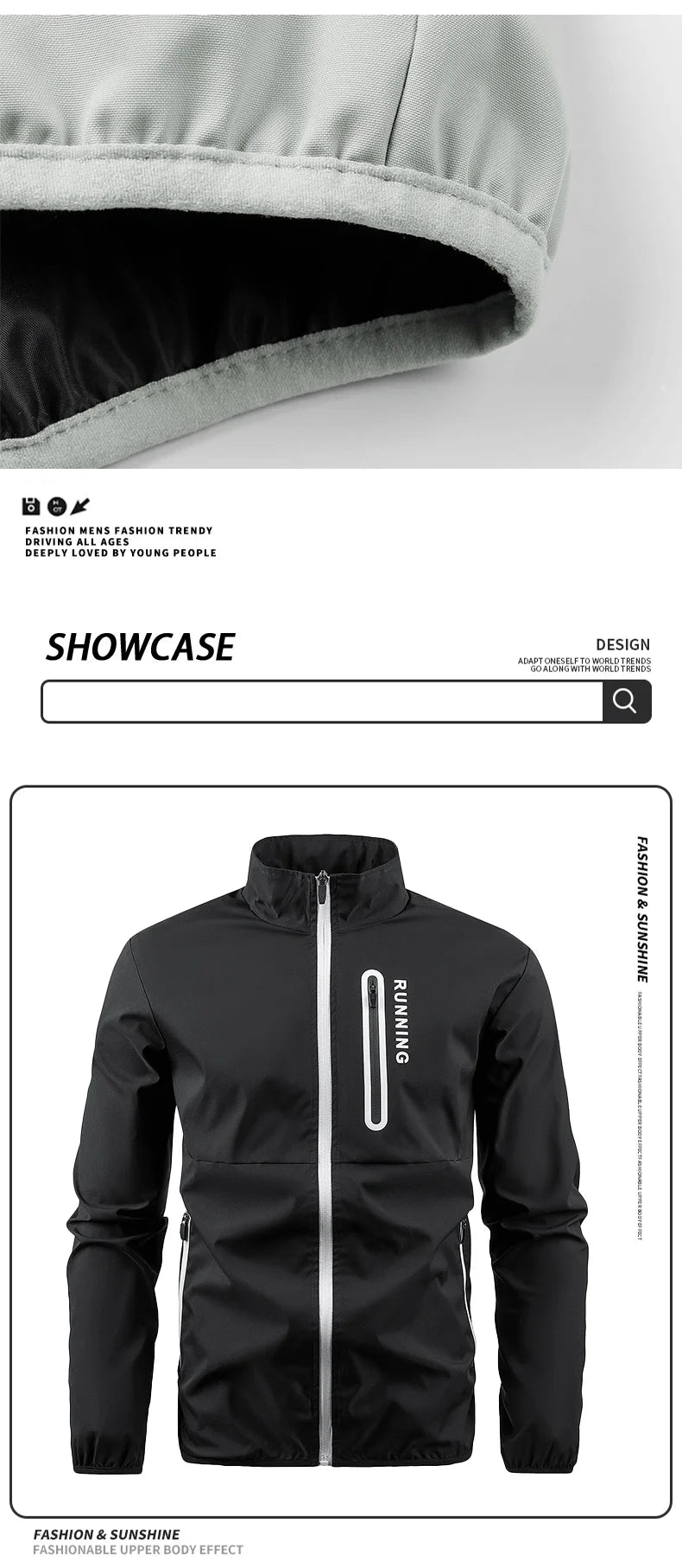 Outdoor Running Sports Jacket Mens Autumn New Casual Vertical Collar Loose Windproof Coat Hiking Fishing Zipper Baseball Jackets
