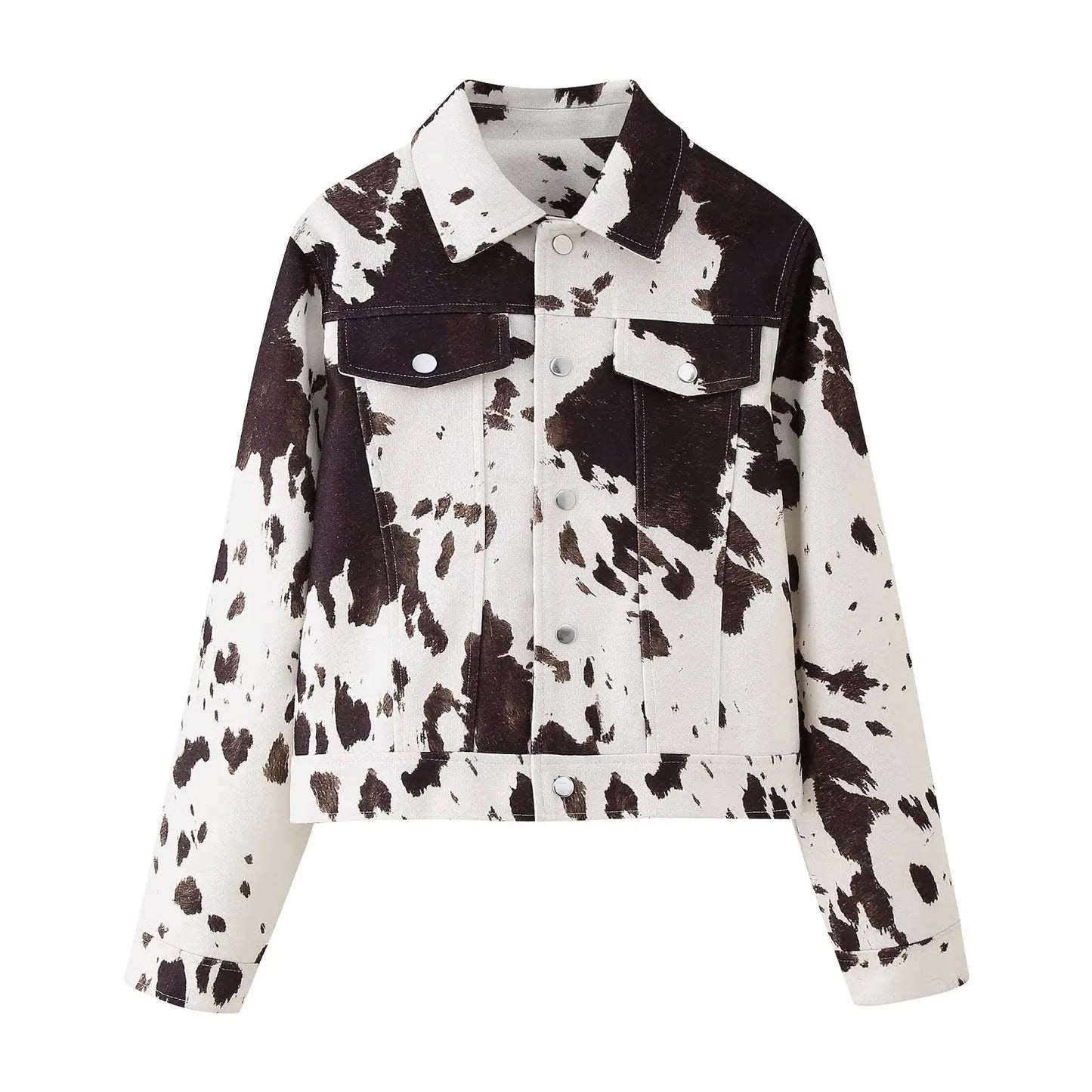 JNLEAOG Faion Animal Print Jaet Women's ort Outerwear Autumn New Sle Loose Fit Polyester Long Sve Button Closure