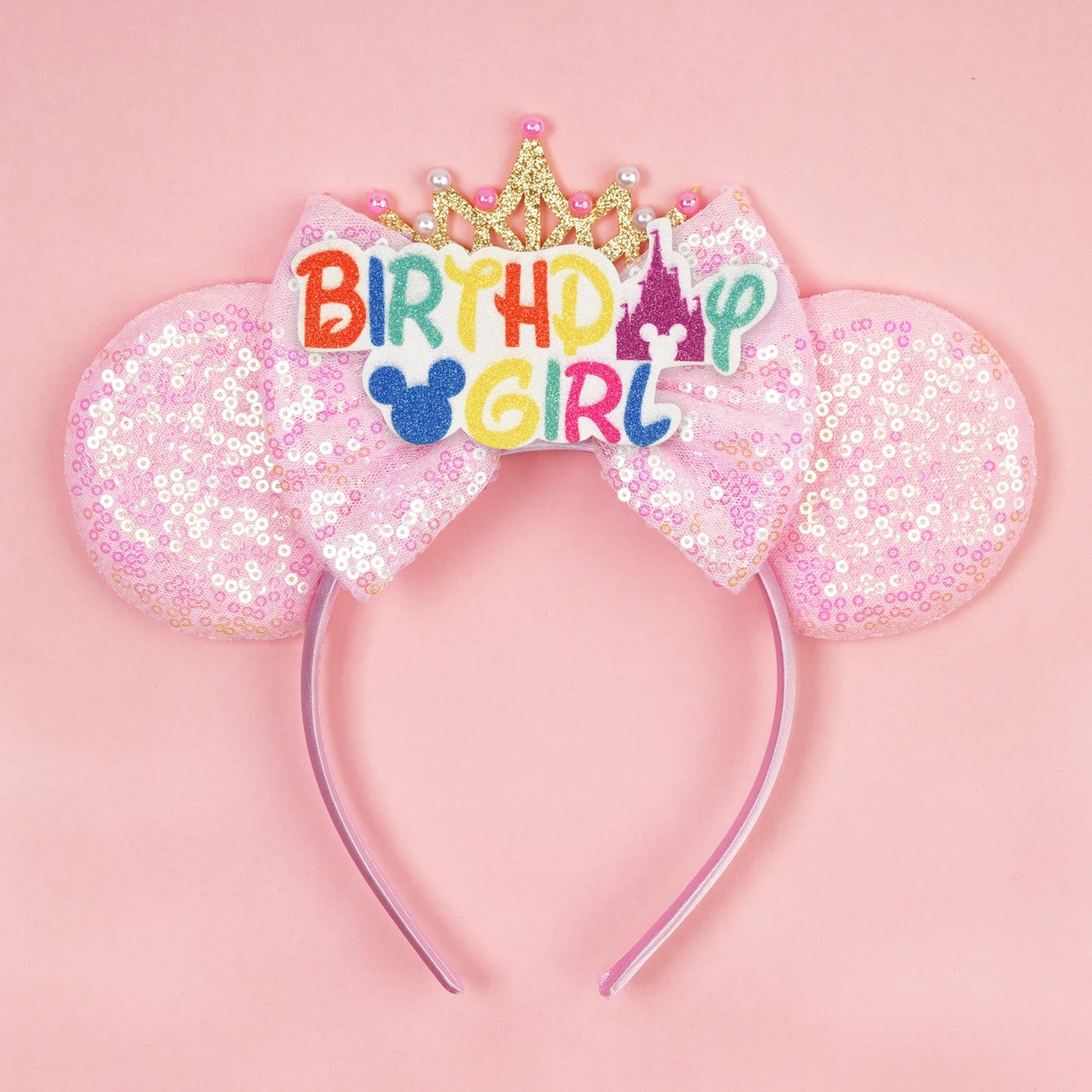 2025 New Halloween Mickey Mouse Ears Headbands Sequins Hair Bow Women Festival Party Cosplay Hairband Gift Kids Hair Accessories
