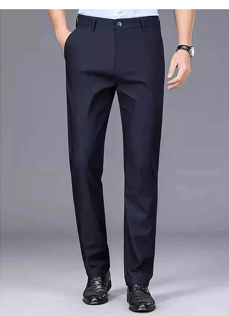 Male Pants Stretch Solid Black Smart Casual Men's Trousers Office Quick Dry Suit Pants New Spring Autumn Korean Straight Pants