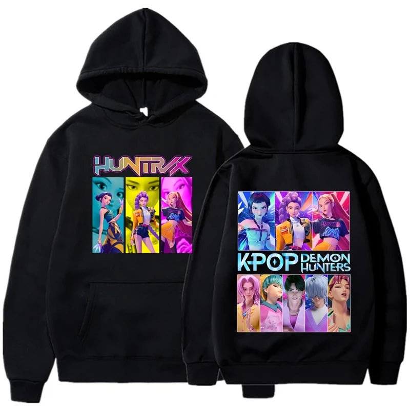 KPop Demon Hunters Huntrix Graphic Hoodies Fashion Hip Hop Hooded Sweatshirts Men's Women Clothing Long Sleeve Pullovers Tops
