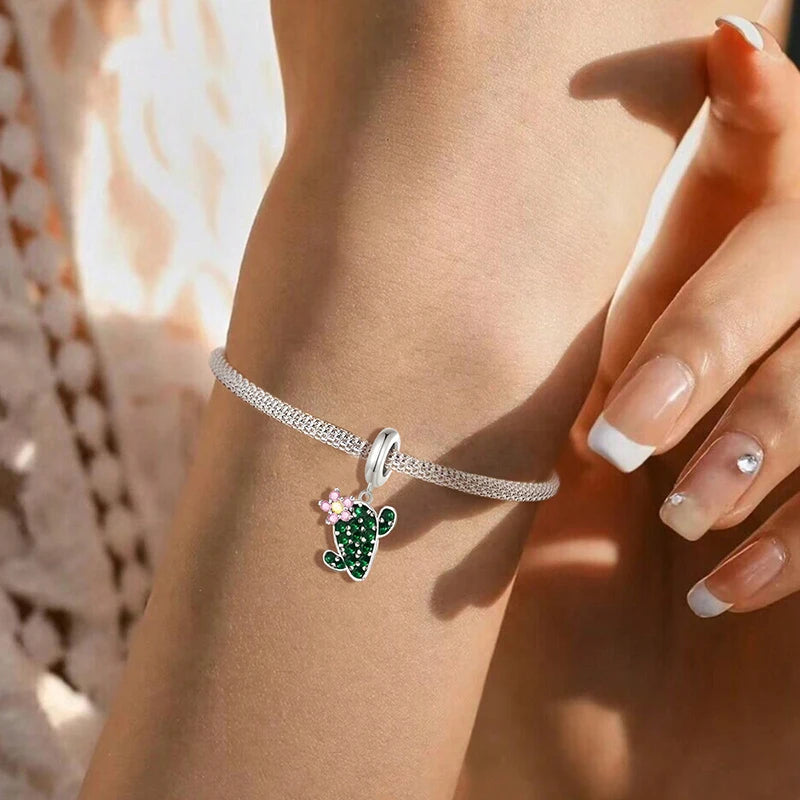 Fit Pan 925 Original Bracelets Love Heart Flower Four Leaf Clover Turtle 925 Silver Charms Beads DIY Birthday Jewelry Gift