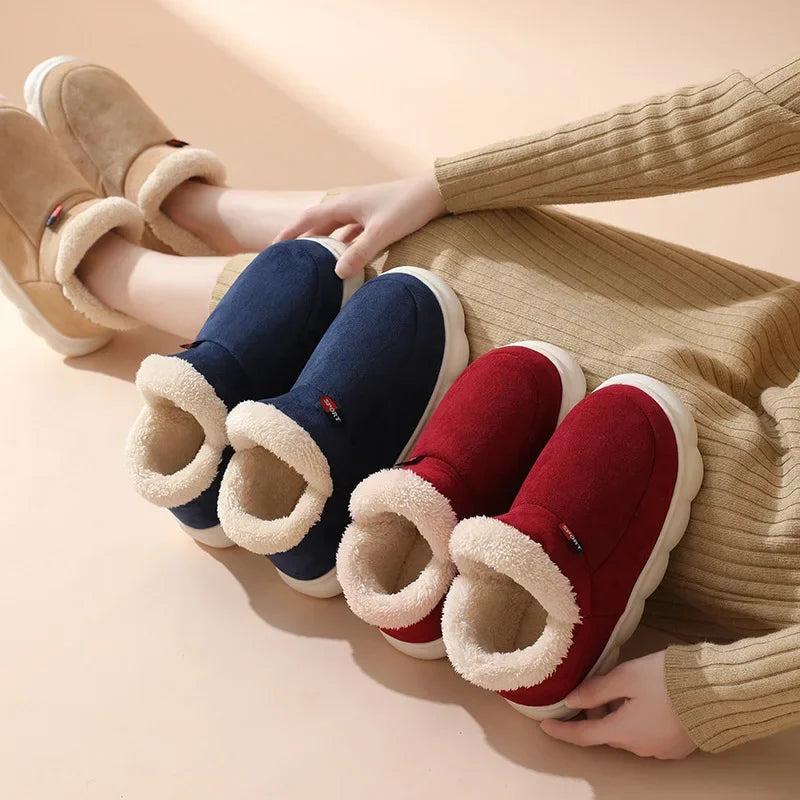 Winter Women Shoes Casual House Shoes For Men 2025 Outdoor Warm Cotton Shoes For Women Indoor Plush Padded Slippers Female