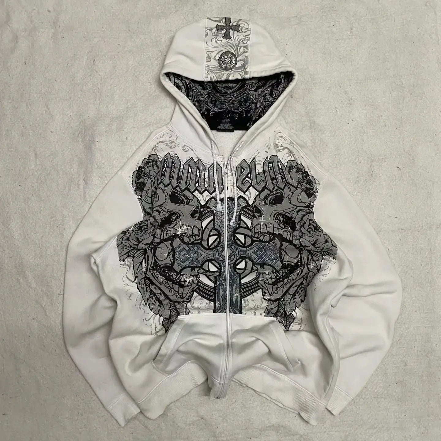 American Y2K New Fashion Trend Fleece Padded Zipper Hoodie Women Street Hip Hop Joker Loose Sweatshirt Couple Casual Punk Hoodie