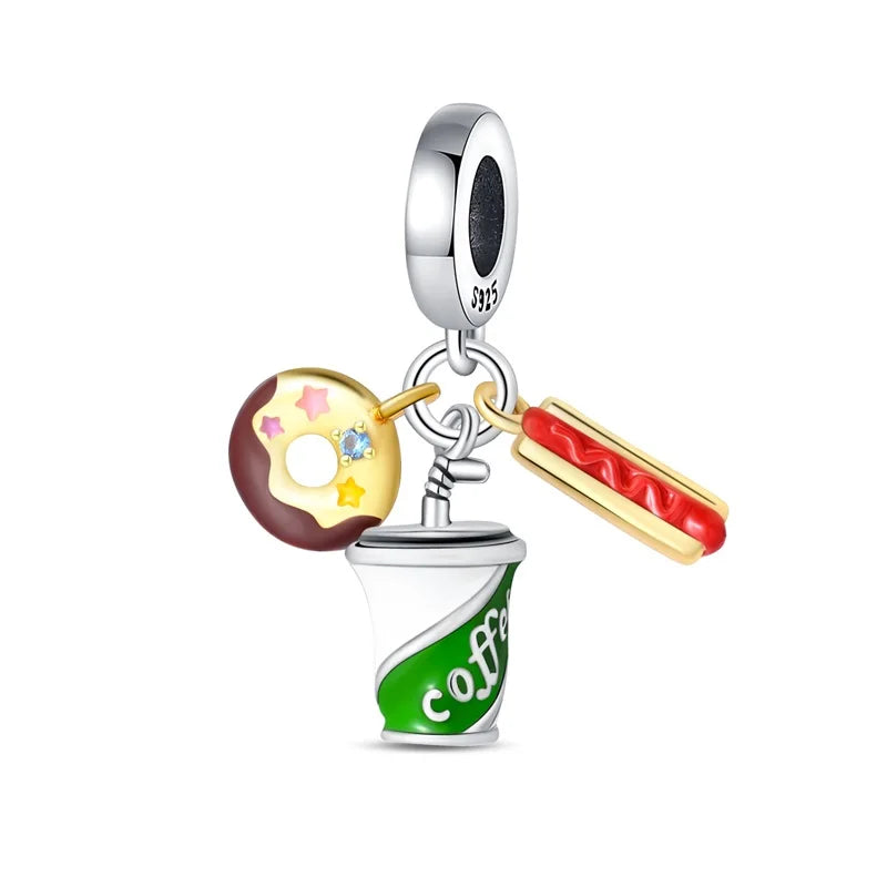 New Fireplace Snowman Sweater Sweet Romantic Christmas Winter Theme Charms Beads Fit Pan 925 Original Bracelets DIY Fine Jewelry
