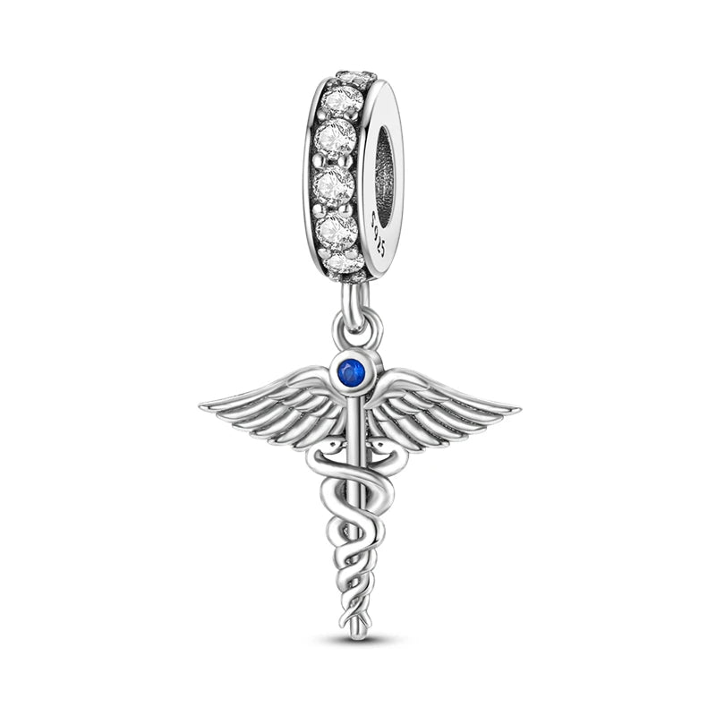 Original 925 Sterling Silver Medicine Cabinet Stethoscope Charms Pendant Beads Fit S925 Bracelet Fine DIY Jewelry Making