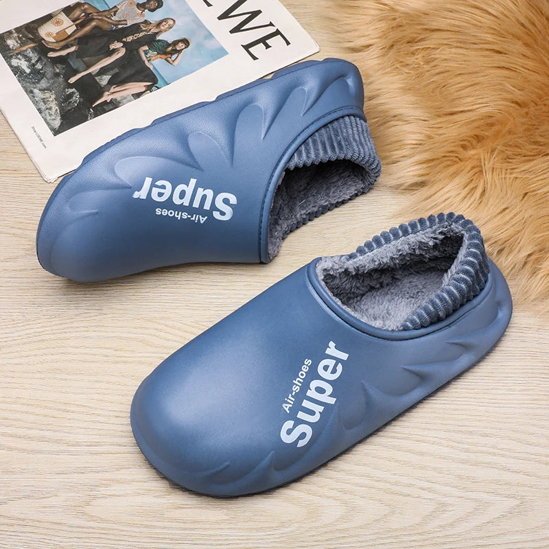 Winter Men Warm Slippers Cotton Slippers Outdoor Indoor Warm Shoes Men's Couple Home Bedroom Plush Slippers Big Size 46 47 48 49