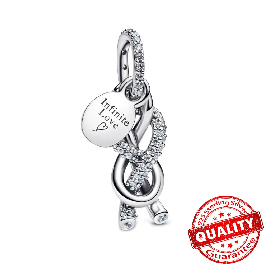 New 925 Sterling Silver Gradient Blue Four-leaf Clover Pink Iris Charm Fit Original Bracelet DIY Jewelry Accessories Beads