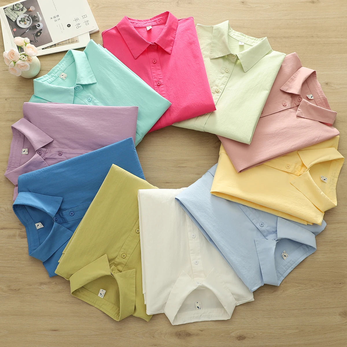 Simple Fine Cotton Casual Shirts Women 2025 New Fresh Lady Solid Color Loose Blouses and Tops Ladies Long Sleeve Shirt Clothing