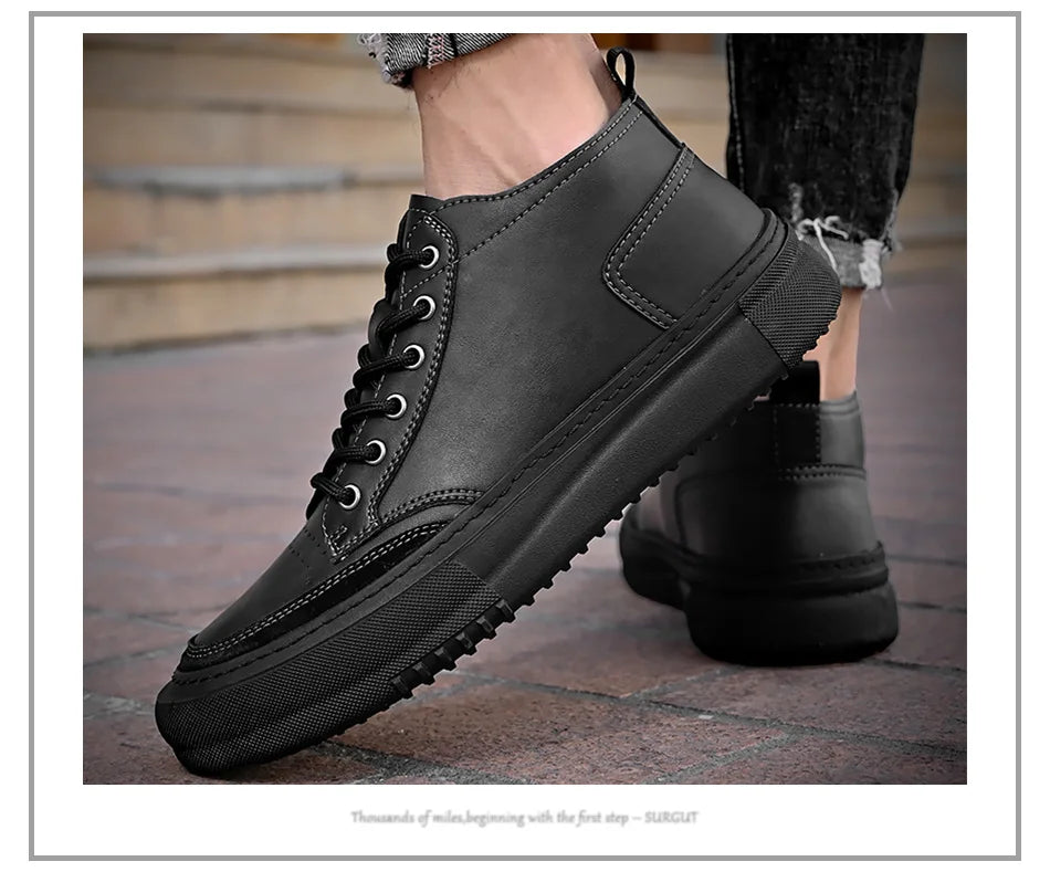 SURGUT Autumn Winter New Luxury Men's Leather Shoes Comfortable Oxford Fashion Walking Shoes Non-slip Rubber Sole Man Shoes