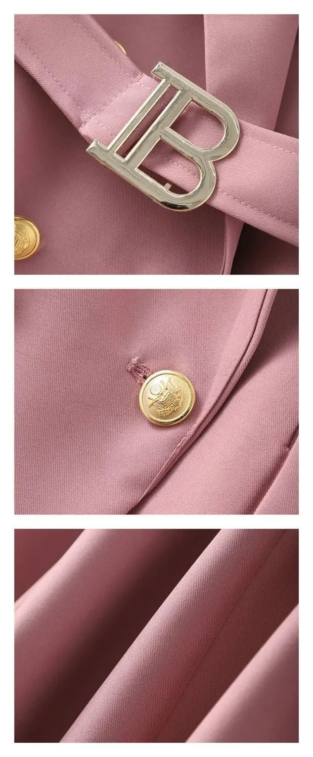 2025 New Spring Autumn Chic Casual Outwear Jacket Outwear Women's Belt Medium Long Double Row Long Sleeve Professional Suit Tops