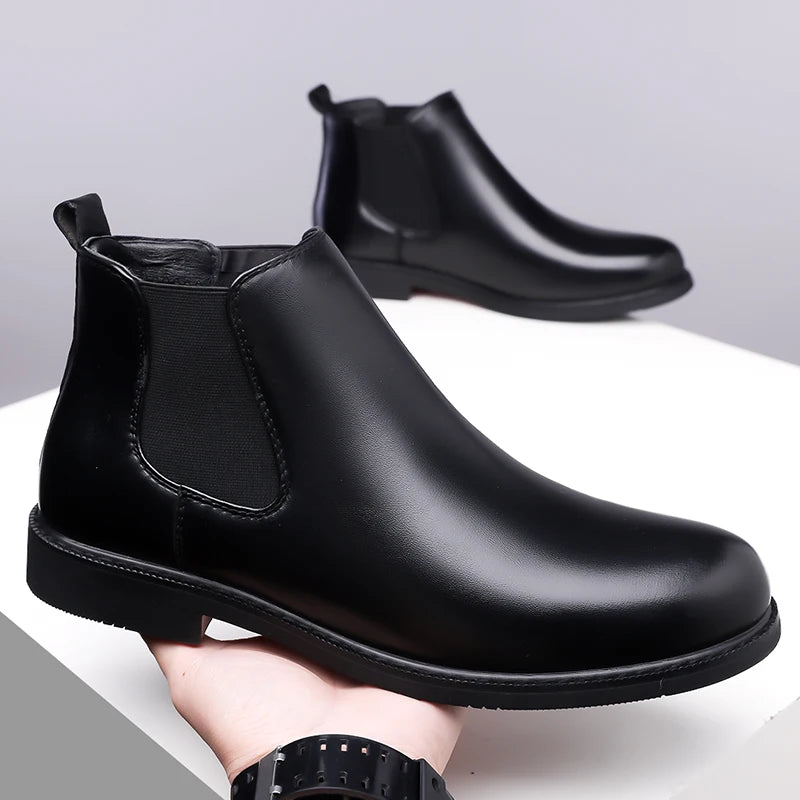 Casual Leather Mens Chelsea Boots Comfortable Male Business Shoes Fashion Men Ankle Boots Classic Outdoor Botas High Top Shoes