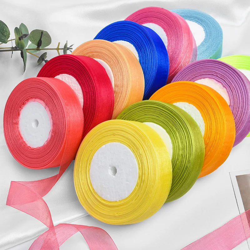 50 Yards Sheer Chiffon Ribbon Organza Lace Ribbons For DIY Crafts Christmas Halloween Wedding Decoration Gift Wrapping Fabric