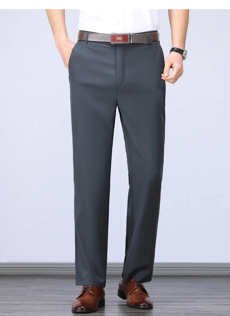 Male Pants Stretch Solid Black Smart Casual Men's Trousers Office Quick Dry Suit Pants New Spring Autumn Korean Straight Pants