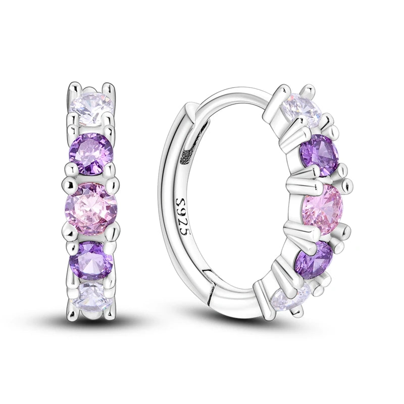 925 Sterling Silver Colored Zirconium Stars Hoop Earrings For Women Jewelry Anniversary WeddingMaking Jewelry Gift