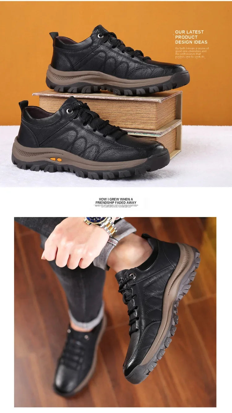 Lightweight Odor-proof Outdoor Wear-resistant Non-slip Hiking Shoes Men Leather PU Casual Shoes Men's Sports Shoes Zapatillas