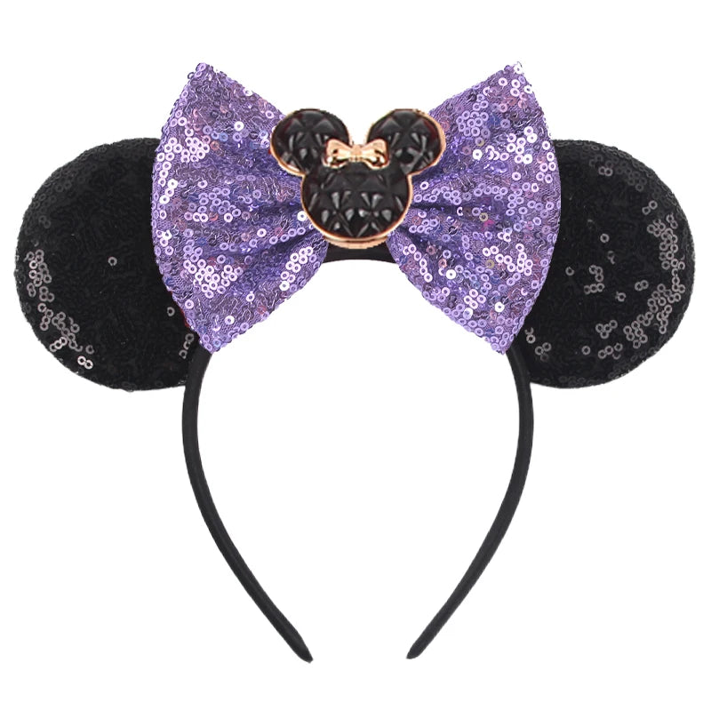 2025 New Halloween Mickey Mouse Ears Headbands Sequins Hair Bow Women Festival Party Cosplay Hairband Gift Kids Hair Accessories