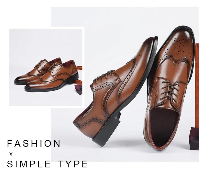 High Quality Height Increase Oxford Dress Shoes Men Genuine Cow Leather Suit Shoes Lift Brogues Wedding Formal Elevator Shoes
