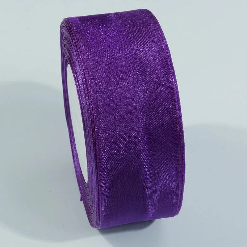 50 Yards Sheer Chiffon Ribbon Organza Lace Ribbons For DIY Crafts Christmas Halloween Wedding Decoration Gift Wrapping Fabric