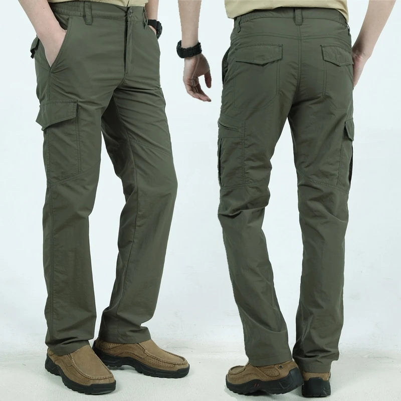 2025 Summer Tactical Pants Mens Quick Dry Thin Trousers Lightweight Casual Waterproof Pants Outdoor Workout Breathable Long Pant