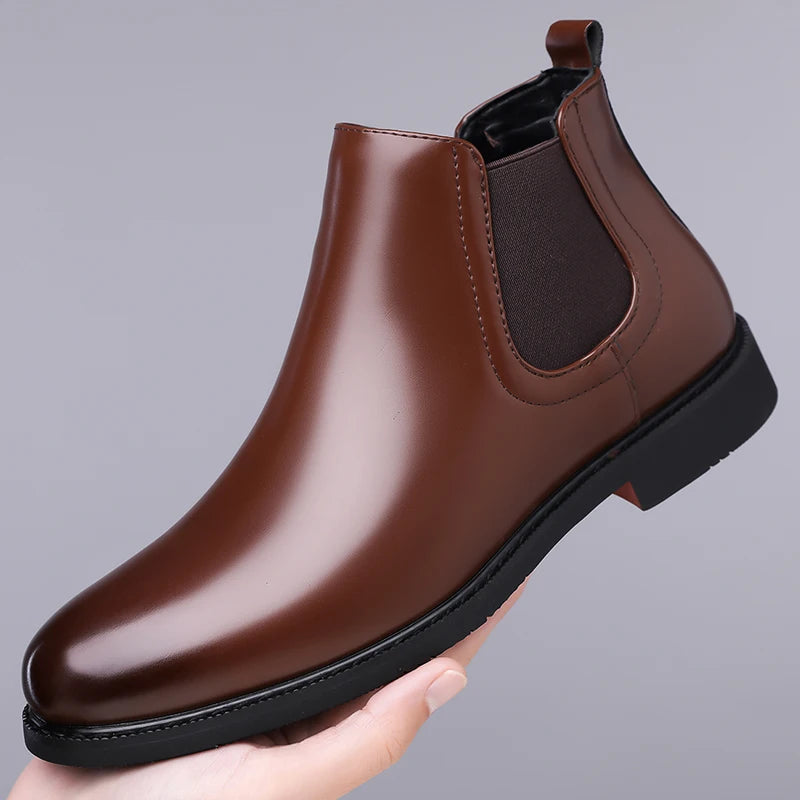 Casual Leather Mens Chelsea Boots Comfortable Male Business Shoes Fashion Men Ankle Boots Classic Outdoor Botas High Top Shoes