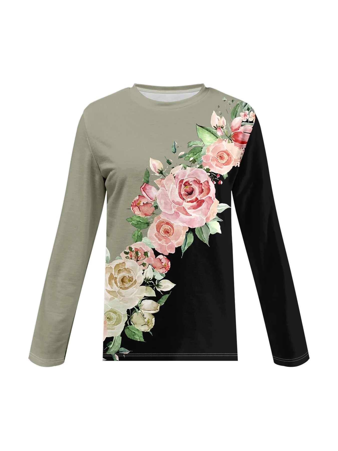 2025 Autumn and winter new fashion round neck long sleeve printed elegant casual loose hoodie