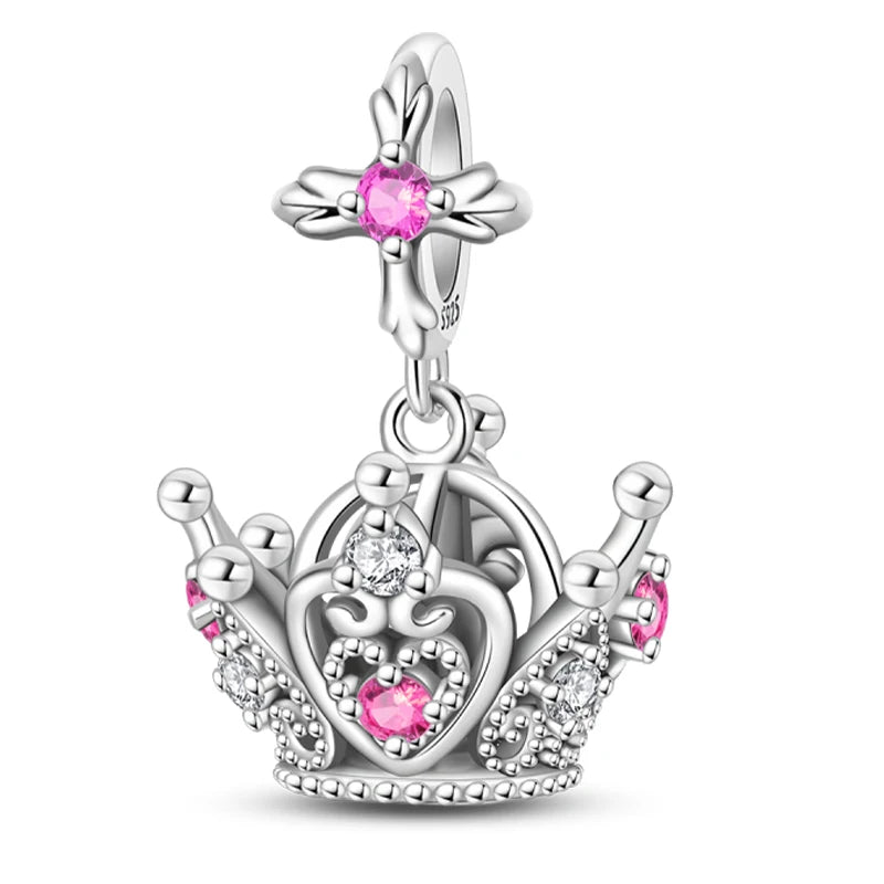 Classic Silver Plated Lotus Guardian Angel Heart-Shaped Zircon Charms Beads Fit Qikaola 925 Original Bracelets DIY Jewelry Gifts